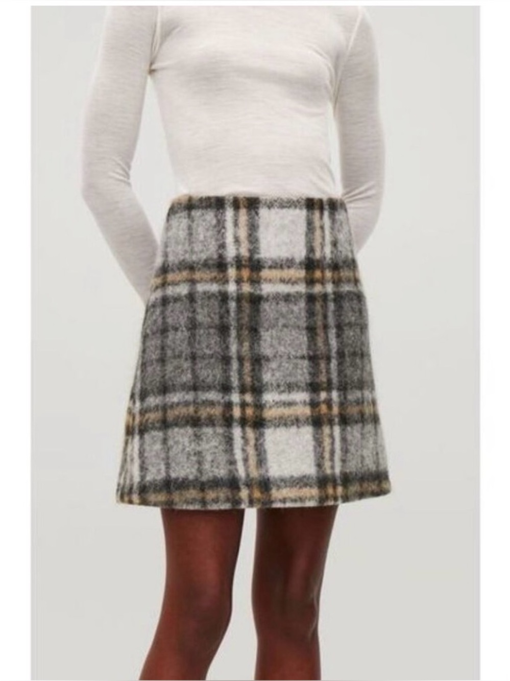 COS Checkered Wool Alpaca A-Line Skirt Size 4